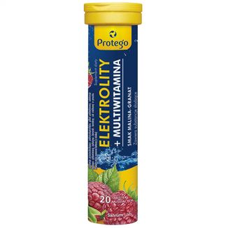 Protego Elektrolity+Multiwitamina, smak malina-granat, 20 tabletek musujących - zdjęcie produktu