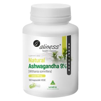 Aliness Natural Ashwagandha, 9% witanolidów, 100 kapsułek vege - zdjęcie produktu