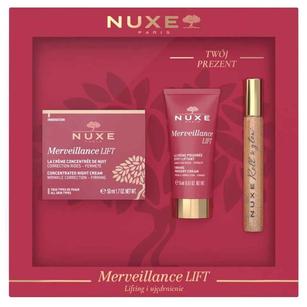 Nieznana Zestaw Nuxe Merveillance Lift, krem na noc, 50 ml + krem na dzień, 15 ml + Huile Prodigieuse Or, roll on, 8 ml