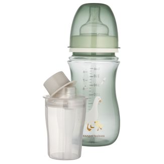 Canpol Babies EasyStart, butelka antykolkowa, szerokootworowa, Goose, od 3 miesiąca, 240 ml + pojemnik na mleko - zdjęcie produktu
