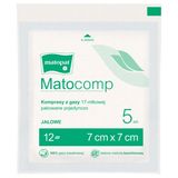 Matopat Matocomp, kompresy jałowe z gazy, 17-nitkowe, 12-warstwowe, 7 cm x 7 cm, 5 sztuk - miniaturka zdjęcia produktu
