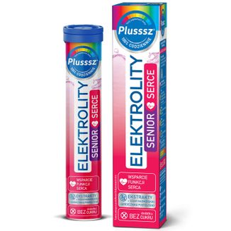 Plusssz Elektrolity Senior Serce, bez dodatku cukru, 24 tabletki musujące - zdjęcie produktu