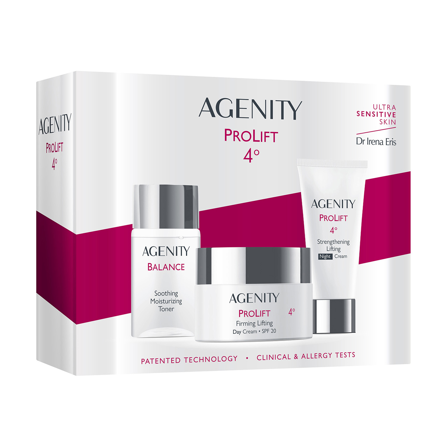 Agenity Set Agenity 4° ProLift, Tagescreme, SPF 20, 50 ml + Nachtcreme, 25 ml + Balance, Tonikum feuchtigkeitsspendend, 50 ml — Inhaltsstoffe und Bewertung