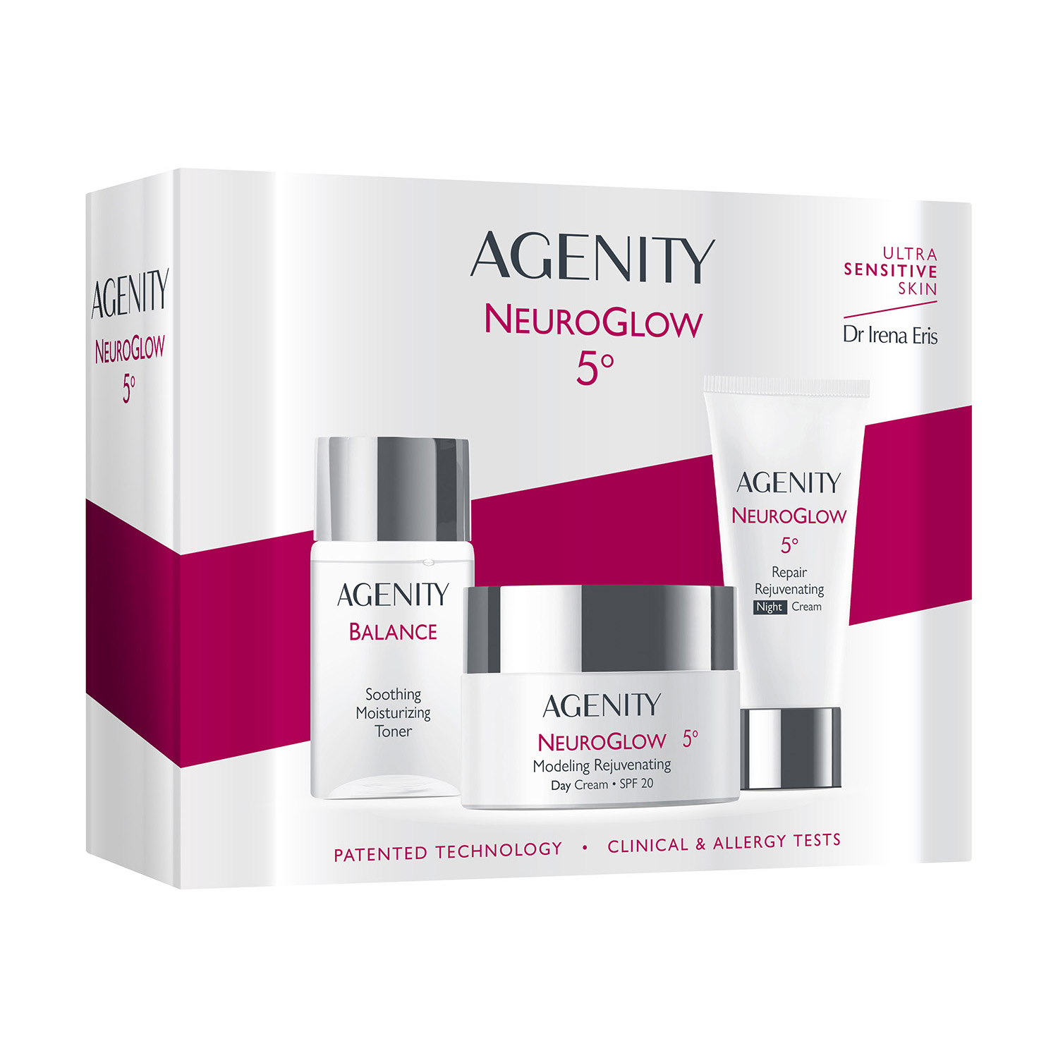 Agenity Set Agenity 5° NeuroGlow, Tagescreme , SPF 20, 50 ml + Nachtcreme, 25 ml + Balance, Tonikum feuchtigkeitsspendend, 50 ml — Inhaltsstoffe und Bewertung