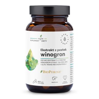 Aura Herbals Ekstrakt z pestek winogron 550 mg, 95% OPC, 60 kapsułek - zdjęcie produktu