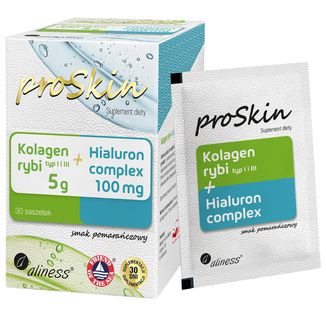 ProSkin Kolagen rybi 5 g + Hialuron Complex 100 mg, smak pomarańczowy, 30 saszetek - zdjęcie produktu