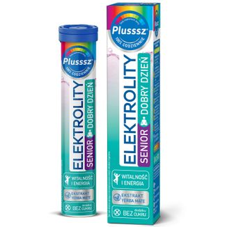 Plusssz Elektrolity Senior Dobry Dzień, bez dodatku cukru, 24 tabletki musujące - zdjęcie produktu