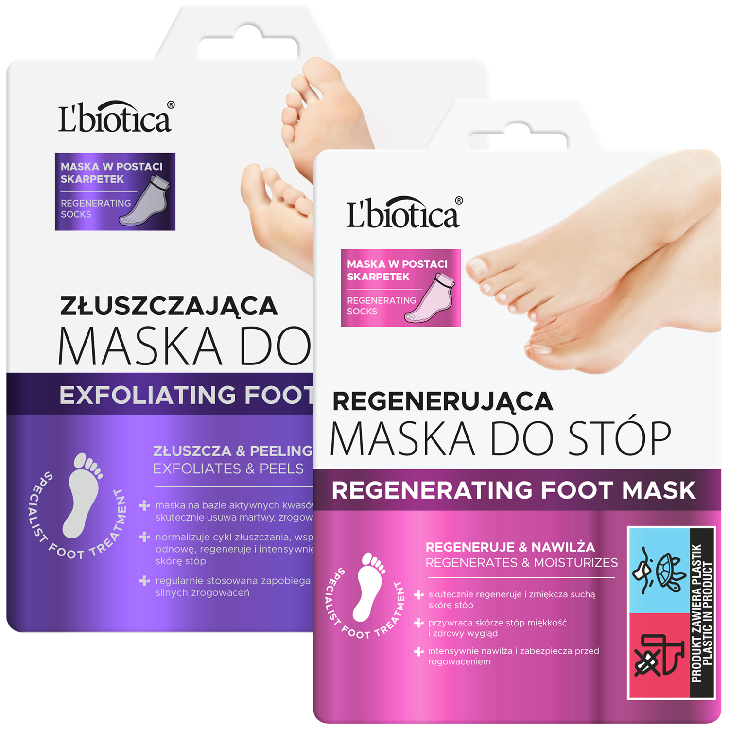 Nieznana Zestaw L'Biotica Home Spa, maska złuszczająca do stóp, nasączane skarpetki, 1 para + maska regenerująca do stóp, nasączane skarpetki, 1 para — Inhaltsstoffe und Bewertung