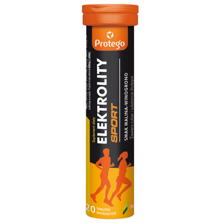 Protego Elektrolity Sport, smak malina-winogrono, 20 tabletek musujących - zdjęcie produktu