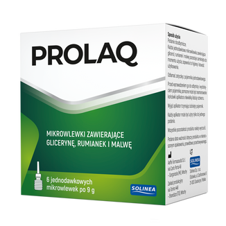 Prolaq, mikrowlewki doodbytnicze z gliceryną, rumiankiem i malwą, 9 g x 6 sztuk - zdjęcie produktu