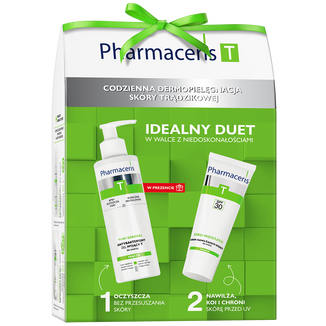 Zestaw Pharmaceris T Sebo-Moistatic, krem nawilżająco-kojący do twarzy, SPF 30, 50 ml + Puri-Sebogel, antybakteryjny żel myjący T do twarzy, 80 ml - zdjęcie produktu