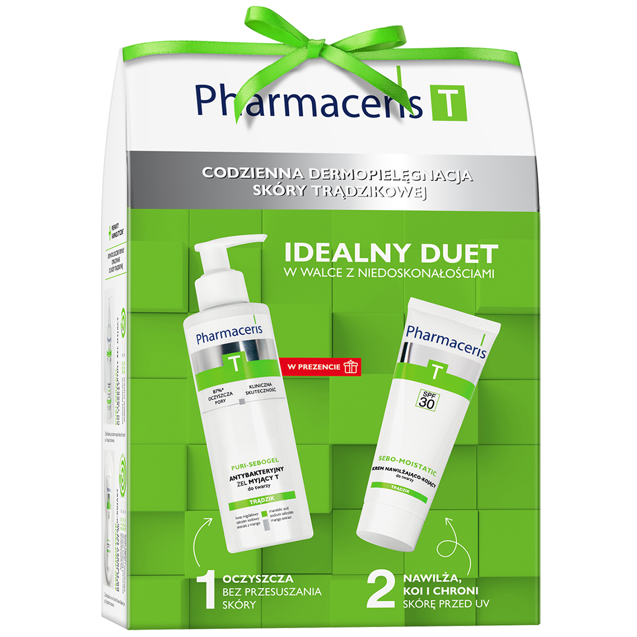 Pharmaceris Set Pharmaceris T Sebo-Moistatic, Creme feuchtigkeitsspendend-beruhigend für das Gesicht, SPF 30, 50 ml + Puri-Sebogel, antibakteriell Gel reinigend T für das Gesicht, 80 ml — Inhaltsstoffe und Bewertung