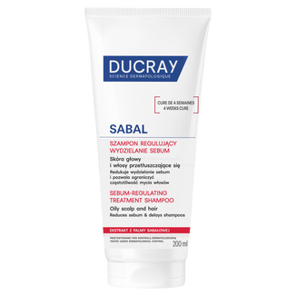 Ducray Sabal, szampon do włosów tłustych redukujący wydzielanie sebum, 200 ml - zdjęcie produktu