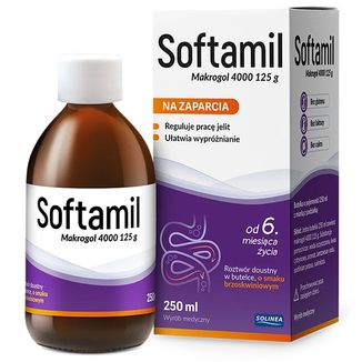 Softamil, roztwór doustny na bazie Makrogolu 4000, od 6 miesiąca, smak brzoskwiniowy, 250 ml - zdjęcie produktu