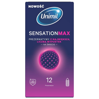 Unimil Sensation Max, prezerwatywy lateksowe z wypustkami, 12 sztuk - zdjęcie produktu