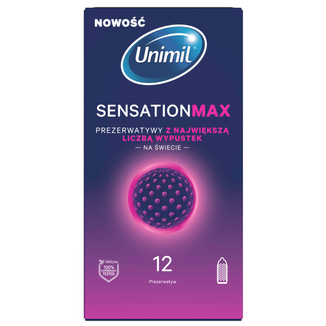 Unimil Sensation Max, prezerwatywy lateksowe z wypustkami, 12 sztuk - zdjęcie produktu