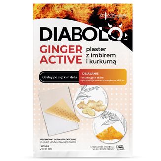 Diather Diabolo Ginger Active, plaster rozgrzewający z imbirem i kurkumą, 12 x 18 cm, 1 sztuka Diather Diabolo Ginger Active, plaster rozgrzewający z imbirem i kurkumą, 12 x 18 cm, 1 sztuka - zdjęcie produktu