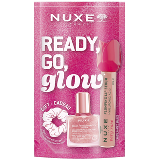 Zestaw Nuxe Ready Go Glow, serum powiększające usta, 8 ml + suchy olejek, 10 ml + gumka do włosów - zdjęcie produktu
