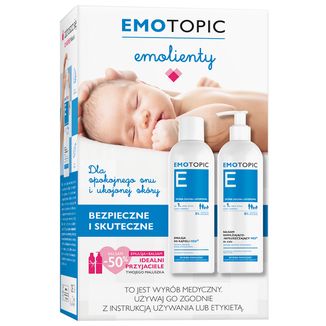 Zestaw Emotopic Med+, emulsja do kąpieli, od urodzenia, 400 ml + balsam do ciała, od urodzenia, 400 ml - zdjęcie produktu