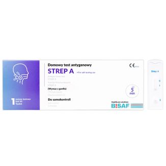 Bisaf Strep A, domowt test antygenowy na anginę bakteryjną i szkarlatynę, 1 sztuka - zdjęcie produktu