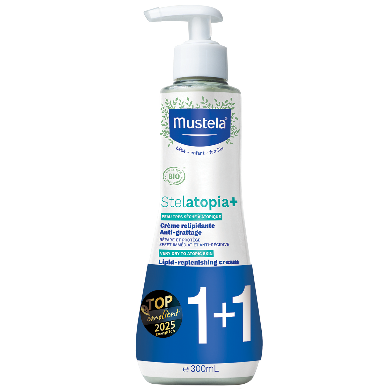 Mustela Zestaw Mustela Stelatopia+, krem uzupełniający lipidy, 300 ml + 300 ml gratis