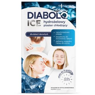 Diather Diabolo Ice, hydrożelowy plaster chłodzący dla dzieci i dorosłych, 5 x 12 cm, 1 sztuka Diather Diabolo Ice, hydrożelowy plaster chłodzący dla dzieci i dorosłych, 5 x 12 cm, 1 sztuka - zdjęcie produktu