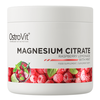 OstroVit Magnesium Citrate, cytrynian magnezu, smak lemoniady malinowej z miętą, 200 g - zdjęcie produktu