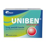 Uniben 3 mg, smak miętowy, 30 pastylek twardych - miniaturka zdjęcia produktu