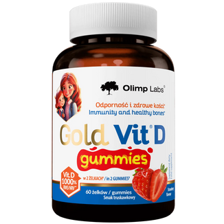 Olimp, Gold-Vit D Gummies, żelki o smaku truskawkowym, 60 sztuk - zdjęcie produktu