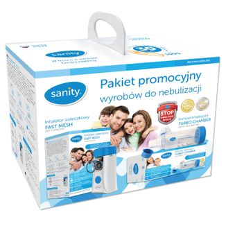 Sanity, pakiet promocyjny wyrobów do nebulizacji, Fast Mesh, inhalator siateczkowy, 1 sztuka + Turbo Chamber, komora inhalacyjna, 1 sztuka - zdjęcie produktu