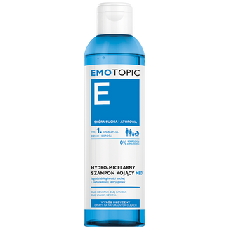 Emotopic Med+, hydro-micelarny szampon kojący od 1 dnia życia, skóra sucha i atopowa, 250 ml Emotopic Med+, hydro-micelarny szampon kojący od 1 dnia życia, skóra sucha i atopowa, 250 ml - zdjęcie produktu