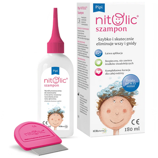 Pipi Nitolic, szampon do eliminacji wszy i gnid, 180 ml USZKODZONE OPAKOWANIE Pipi Nitolic, szampon do eliminacji wszy i gnid, 180 ml USZKODZONE OPAKOWANIE - zdjęcie produktu