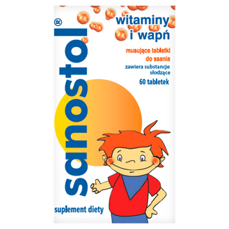 Sanostol, dla dzieci od 4 lat, 60 tabletek musujących do ssania - zdjęcie produktu