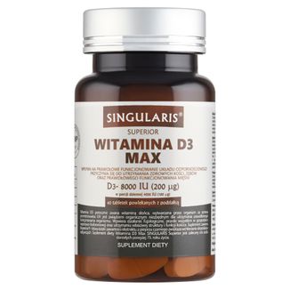 Singularis Superior Witamina D3 Max, 60 tabletek Singularis Superior Witamina D3 Max, 60 tabletek - zdjęcie produktu