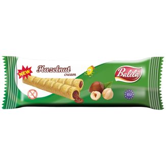 Balila Rurki kukurydziane nadziewane kremem o smaku orzechów laskowych, bezglutenowe, 18 g - zdjęcie produktu