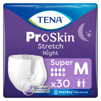 Tena Stretch ProSkin Super Night, pieluchomajtki, rozmiar M, 86-116 cm, 30 sztuk - zdjęcie produktu