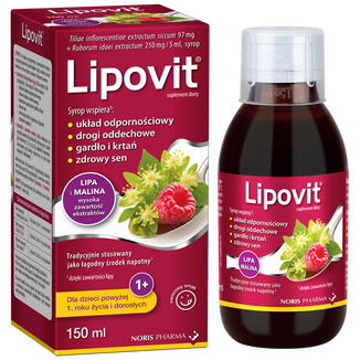 Lipovit Lipa i Malina, syrop dla dzieci od 1 roku życia i dorosłych, 150 ml - zdjęcie produktu
