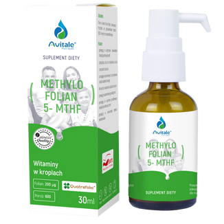 Avitale Methylofolian 5-MTHF, kwas foliowy, krople, 30 ml - zdjęcie produktu