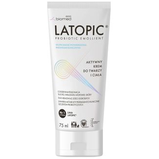 Latopic Probiotic Emollient, aktywny krem do twarzy i ciała, od 1 dnia życia, 75 ml - zdjęcie produktu