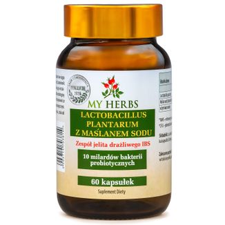 My Herbs Lactobacillus plantarum 299V z maślanem sodu, 60 kapsułek My Herbs Lactobacillus plantarum 299V z maślanem sodu, 60 kapsułek - zdjęcie produktu