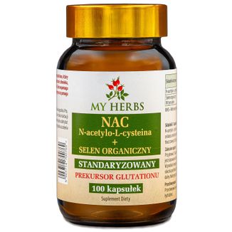 My Herbs NAC N-Acetylo-L-Cysteina + Selen Organiczny, 100 kapsułek My Herbs NAC N-Acetylo-L-Cysteina + Selen Organiczny, 100 kapsułek - zdjęcie produktu