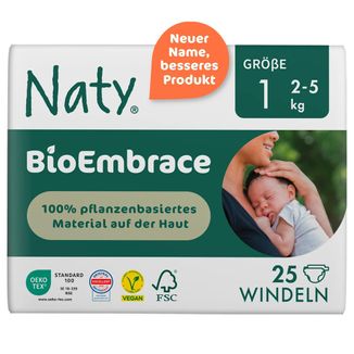 Naty BioEmbrace, Ekologiczne pieluszki jednorazowe rozmiar 1, 2-5 kg, 25 sztuk - zdjęcie produktu