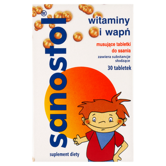 Sanostol, dla dzieci od 4 lat, 30 tabletek musujących do ssania - zdjęcie produktu