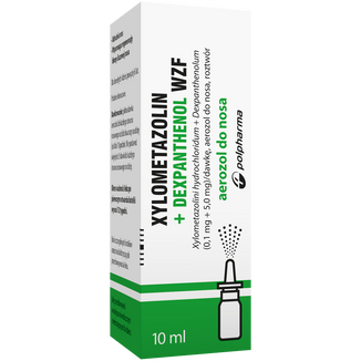 Xylometazolin + Dexpanthenol WZF (0,1 mg + 5 mg)/dawkę, aerozol do nosa, 10 ml Xylometazolin + Dexpanthenol WZF (0,1 mg + 5 mg)/dawkę, aerozol do nosa, 10 ml - zdjęcie produktu