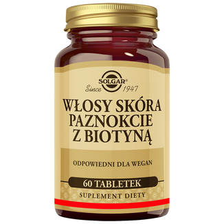 Solgar Włosy Skóra Paznokcie z biotyną, 60 tabletek - zdjęcie produktu