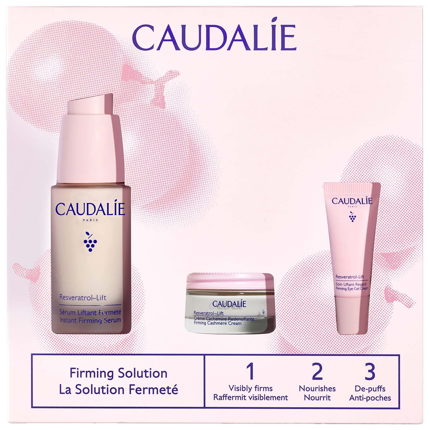 Nieznana Caudalie Zestaw Wiosenny Resveratrol-Lift, serum ujędrniające, 30 ml + krem liftingujący, 15 ml + krem liftingujący okolice oczu, 5 ml