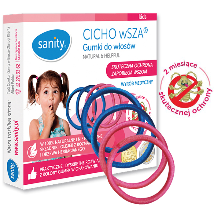 Sanity Sanity Cicho Wsza, gumki do włosów przeciw wszom, 4 sztuki