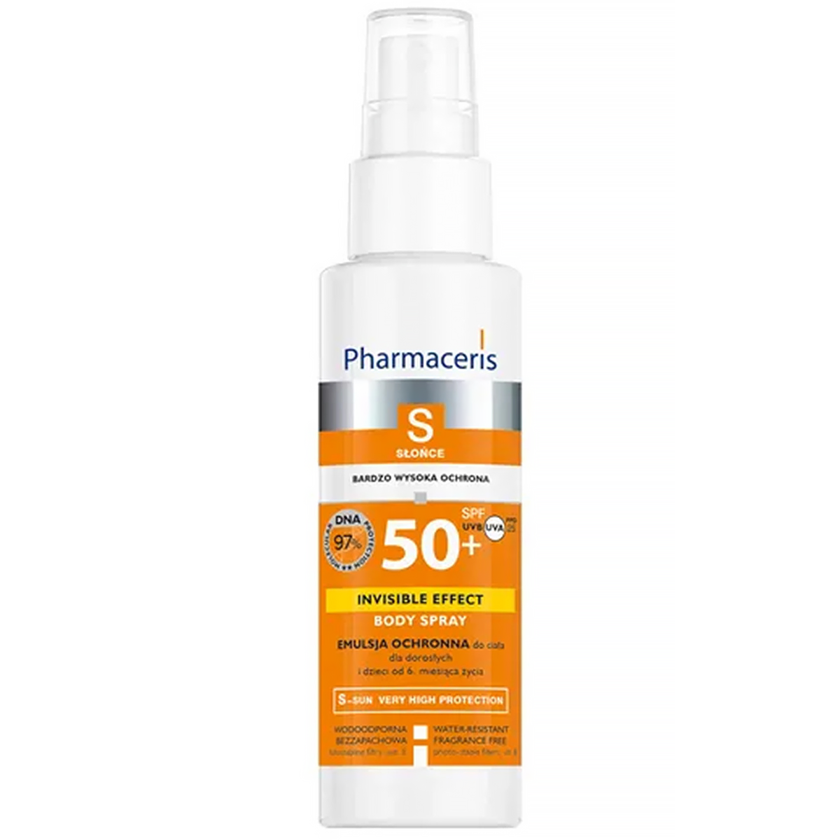 Pharmaceris Pharmaceris S Invisible Effect Body Spray, Emulsion schützend für den Körper SPF 50+ für Erwachsene und Kinder, 150 ml — Inhaltsstoffe und Bewertung