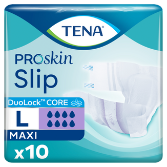 Tena Slip ProSkin Maxi, pieluchomajtki, rozmiar L, 92-144 cm, 10 sztuk Tena Slip ProSkin Maxi, pieluchomajtki, rozmiar L, 92-144 cm, 10 sztuk - zdjęcie produktu
