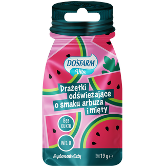 Dosfarm Drażetki odświeżające z witaminą D, smak arbuz i mięta, 19 g - zdjęcie produktu